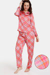 Zivame Modern Love Woven Pyjama Set - Fuchsia Fedora — thumbnail 1